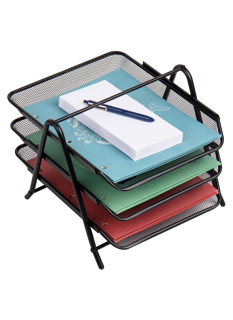 ELTRAZONE - Desk Organizer with 3 Sliding Trays for Letters, Documents, Mail, Files, Paper, Black - Image 1