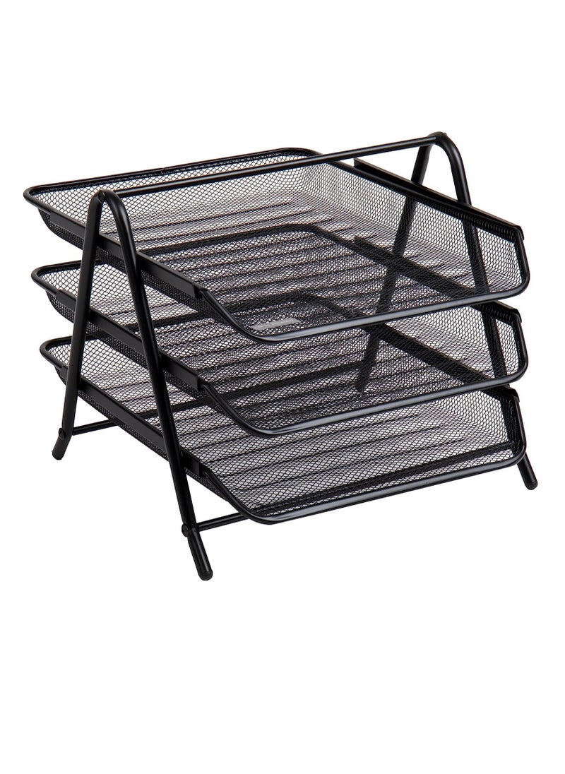 ELTRAZONE - Desk Organizer with 3 Sliding Trays for Letters, Documents, Mail, Files, Paper, Black - Image 1