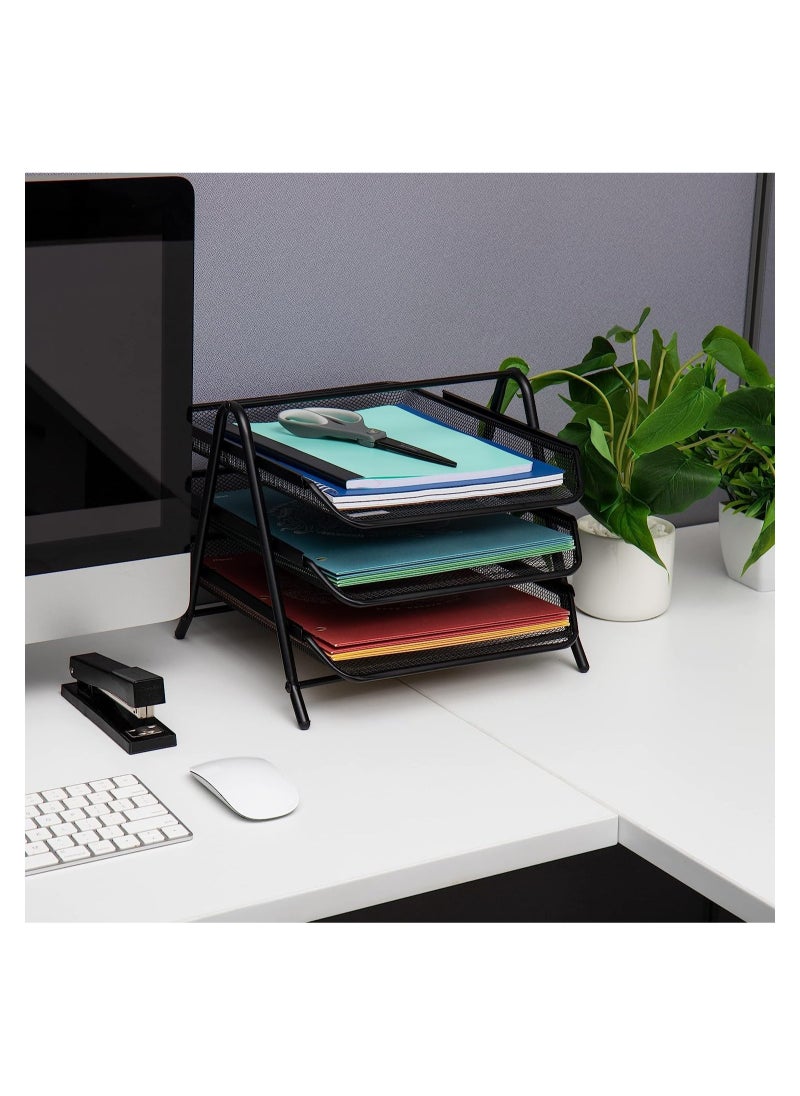 ELTRAZONE - Desk Organizer with 3 Sliding Trays for Letters, Documents, Mail, Files, Paper, Black - Image 1