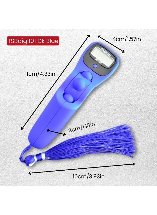 Purple Blue 2pcs Digital Tasbeeh Tally Portable Dhikr Tasbih LCD Display Screen 11x4x3cm Tassel, Scrolling Function Finger Counter for Prayer Gym Sports Events - Image 5