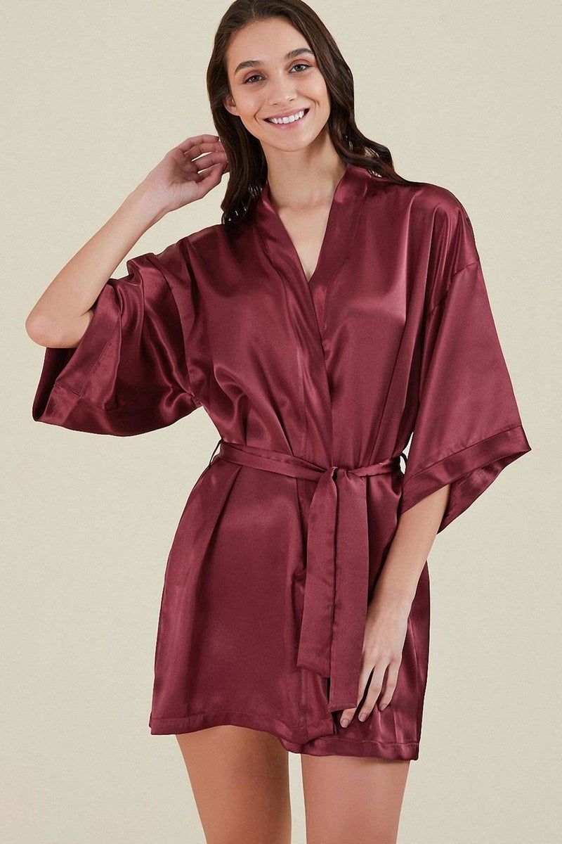 KOM Kimono Collar Long Sleeve Mini Women's Dressing Gown Sofia Dressing Gown - Image 1