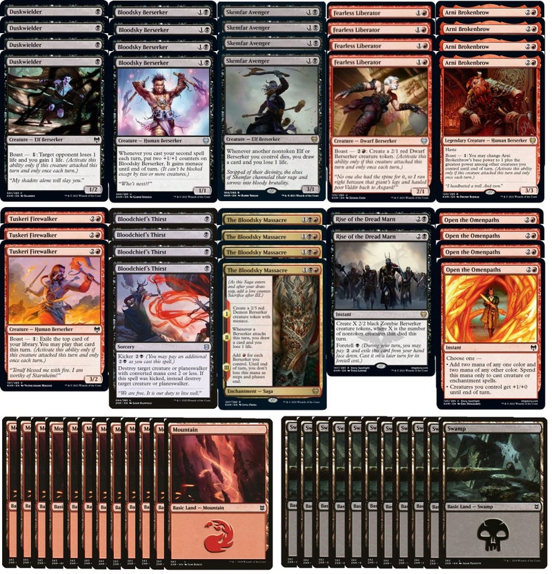 MTG Decks & More أوراق MTG أكثر توافقًا مع Magic The Gathering مجموعة إليت راكدوس بيرسيركر حمراء سوداء قوية جدًا قانونية حديثة مصممة خصيصًا 60 ورقة - Image 3