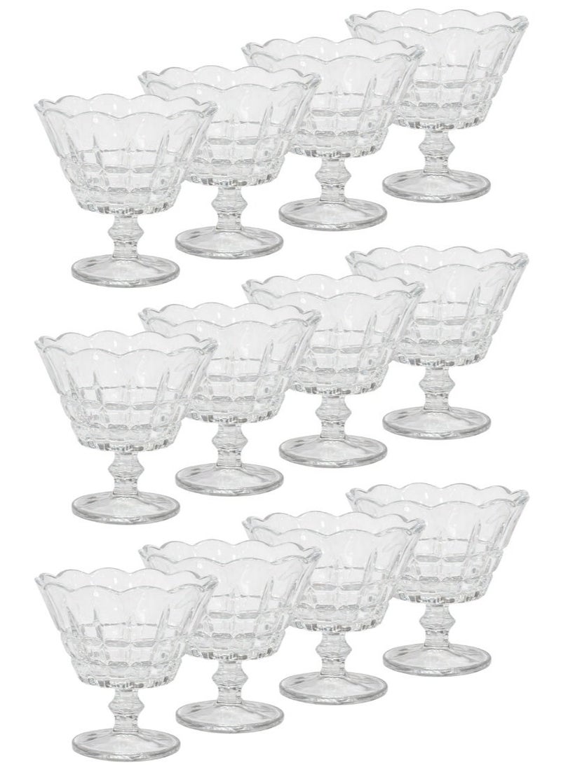 القناص طقم زبادي حلا 12 قطع من الكريستال الفاخر بقاعدة أنيقة | أكواب تقديم للحلى وايس كريم والفواكه - Image 1