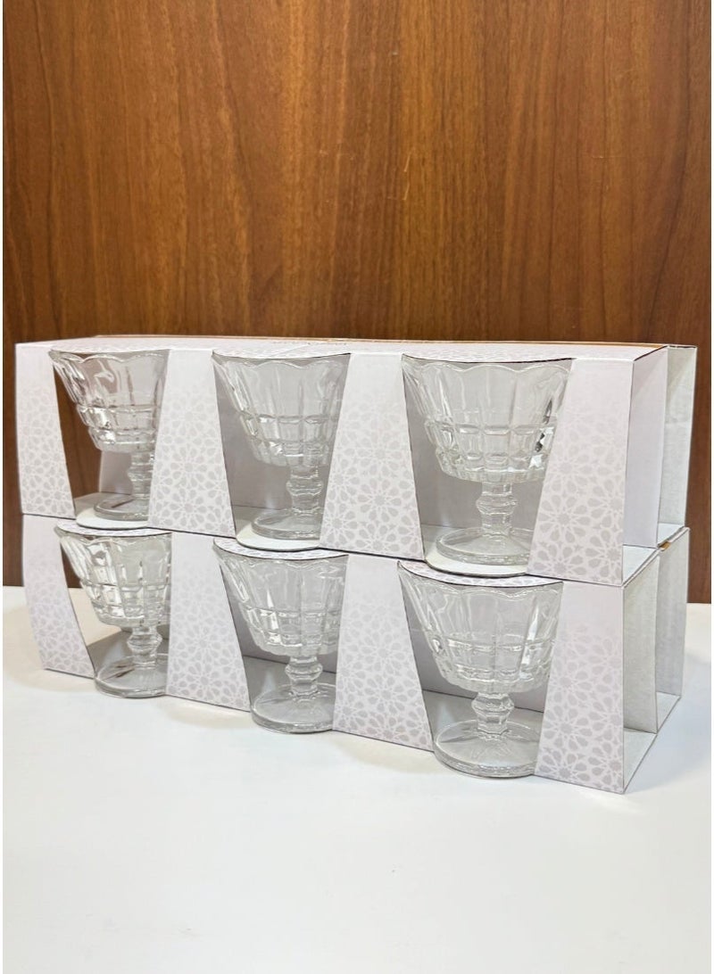 القناص طقم زبادي حلا 12 قطع من الكريستال الفاخر بقاعدة أنيقة | أكواب تقديم للحلى وايس كريم والفواكه - Image 4