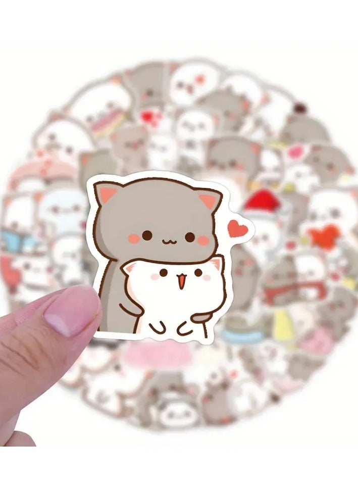 Goolsky 60pcs Kawaii Cat Cartoon Lovely Stickers, Cartoon Stickers -winter, new year - Image 1
