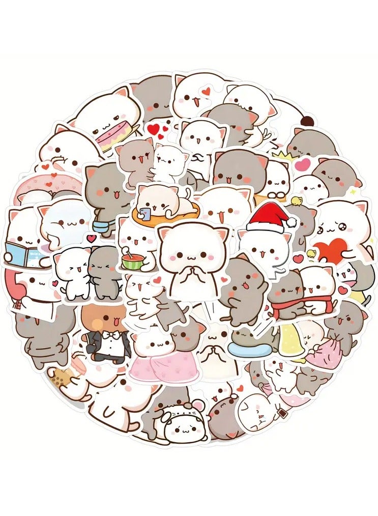 Goolsky 60pcs Kawaii Cat Cartoon Lovely Stickers, Cartoon Stickers -winter, new year - Image 2