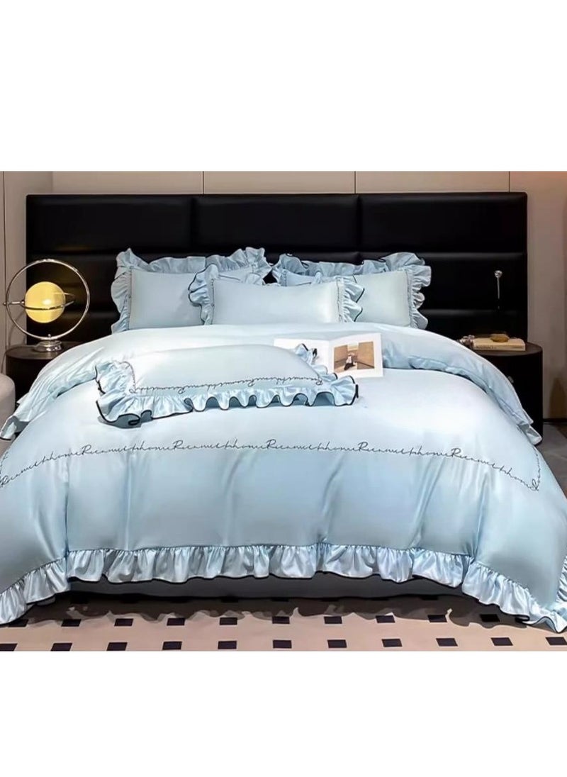 Generic Bed Sheet Style — High End Silky Princess Lace Bedding Four Piece Set  - Image 4