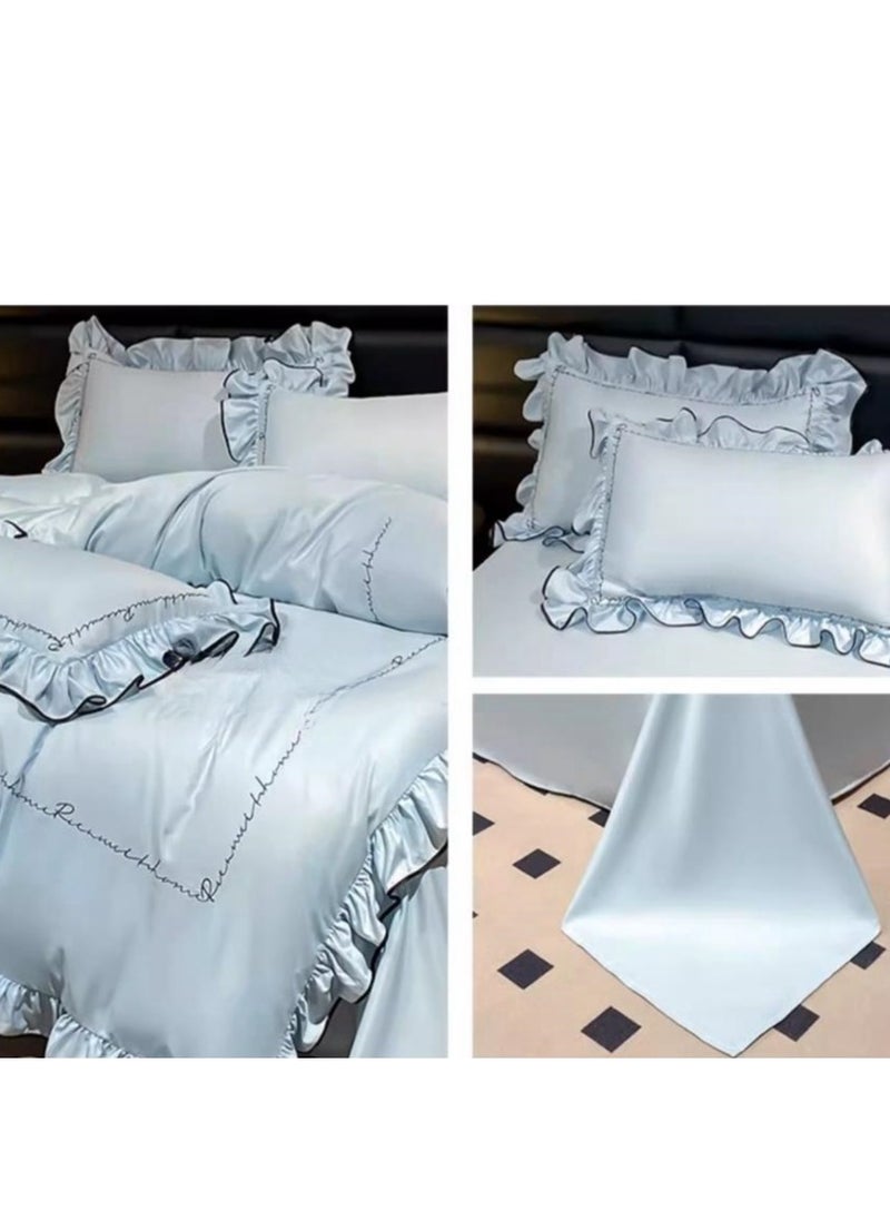 Generic Bed Sheet Style — High End Silky Princess Lace Bedding Four Piece Set  - Image 5