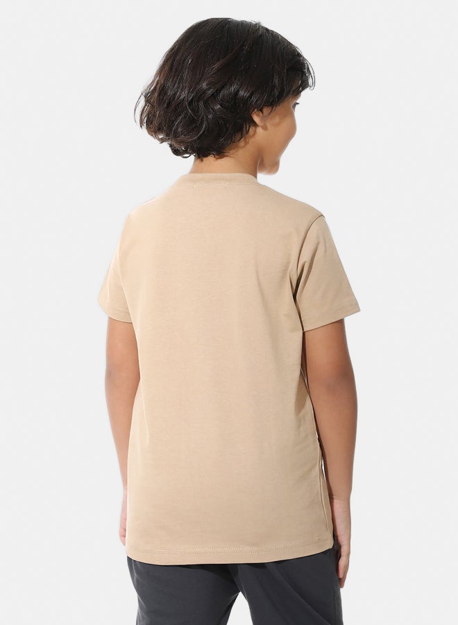 Andora Short Sleeves Printed Beige T-Shirts_Beige - Image 4