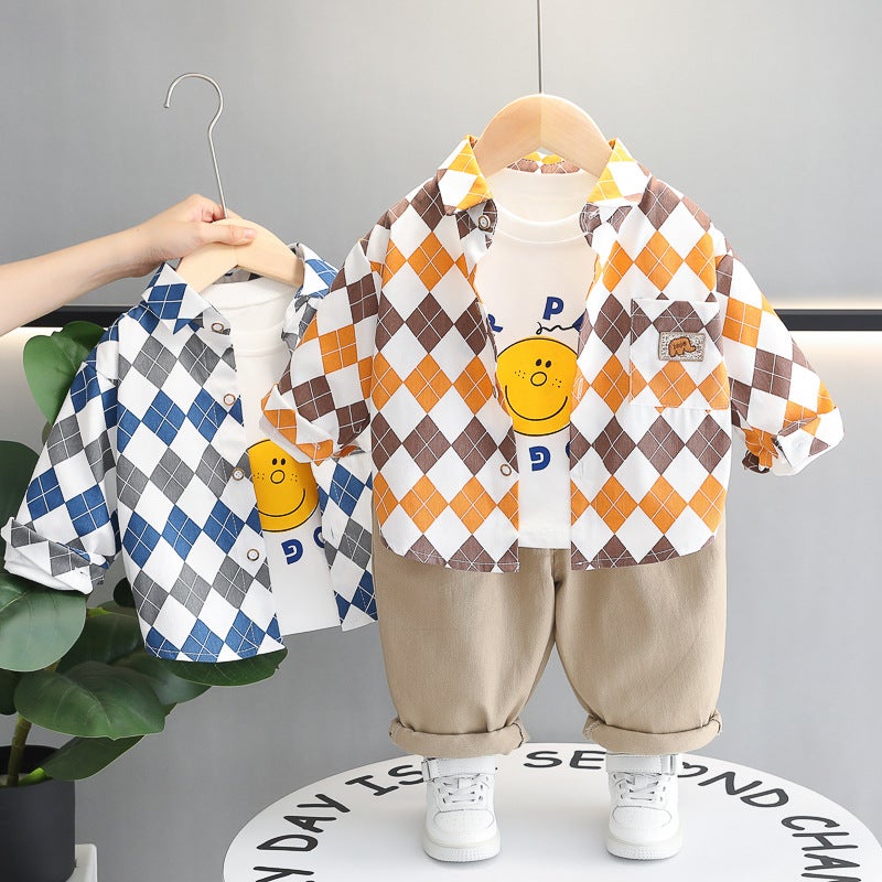 Boy'S Clothes Children'S Fashionable Coat Clothes Shirt Boy'S Three-Piece Suit - Image 3