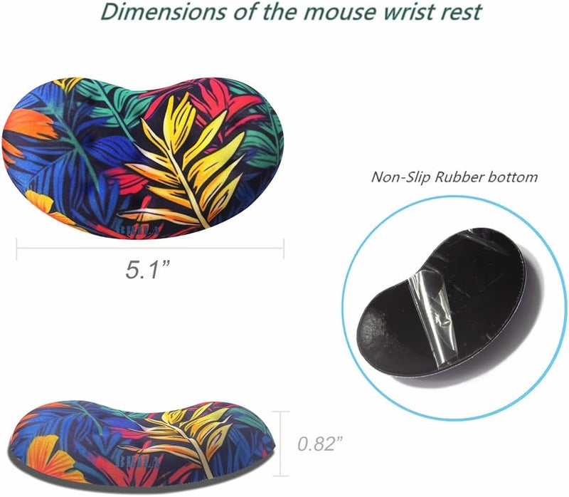 BRILA Ergonomic Memory Foam Mouse Wrist Rest Support Pad Cushion for Computer, Laptop, Office Work, PC Gaming - Massage Holes Design - Wrist Pain Relieve (Vibrant Plants) - Image 3