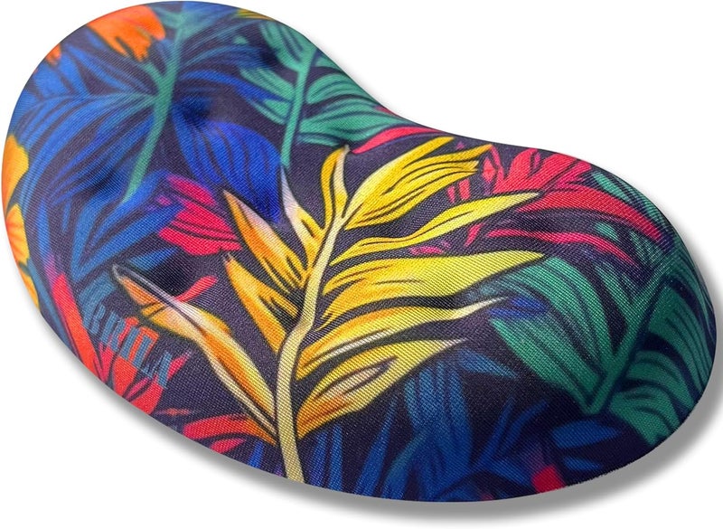 BRILA Ergonomic Memory Foam Mouse Wrist Rest Support Pad Cushion for Computer, Laptop, Office Work, PC Gaming - Massage Holes Design - Wrist Pain Relieve (Vibrant Plants) - Image 1