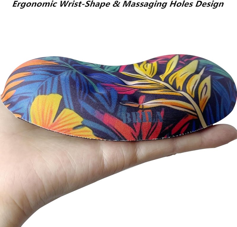 BRILA Ergonomic Memory Foam Mouse Wrist Rest Support Pad Cushion for Computer, Laptop, Office Work, PC Gaming - Massage Holes Design - Wrist Pain Relieve (Vibrant Plants) - Image 4