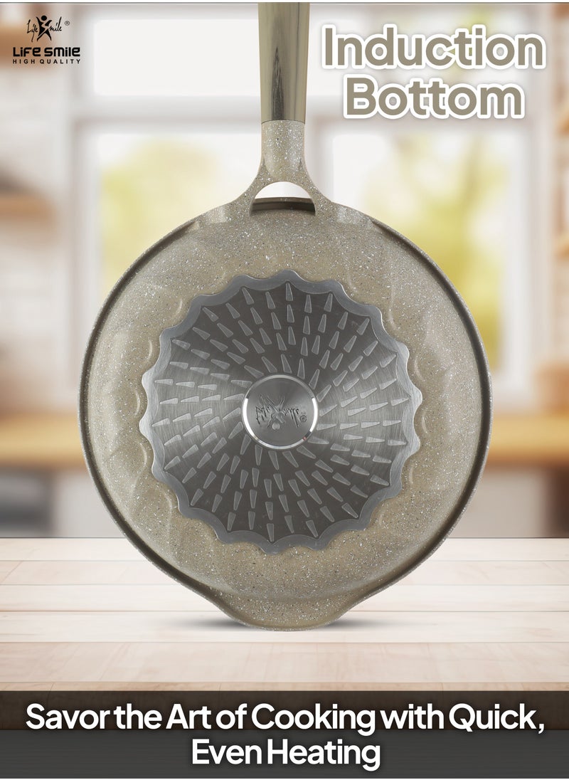 Life Smile - 28CM Frying Pan With Lid - 5 Layer Granite Coating with Multiple Hob Compatibility  Heat-Resistant Handle - Induction bottom - Image 1