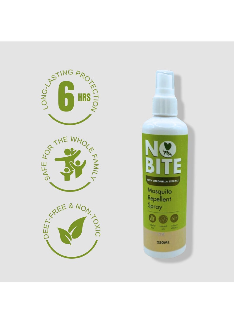 No Bite Mosquito Repellent Spray, Plant-Based with Citronella Extract, DEET-Free, Long-Lasting Protection, Alcohol-Free & Non-Staining Formula Safe for Kids, Pack of 2 x 250 ML - Image 3