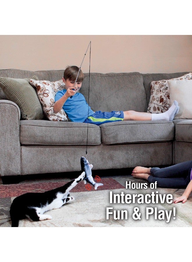 Ontel Flippity Fish Interactive Cat Toy with Catnip & Fishing Pole - Touch Activated, Rechargeable Pet Toy to Help Reduce Stress & Bad Behavior - As Seen on TV - Image 4