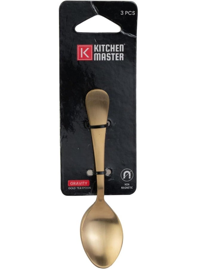 Kitchen master KITCHEN MASTER GOLD TEA SPOON 3PC PACK - GRAVITY  - Image 1