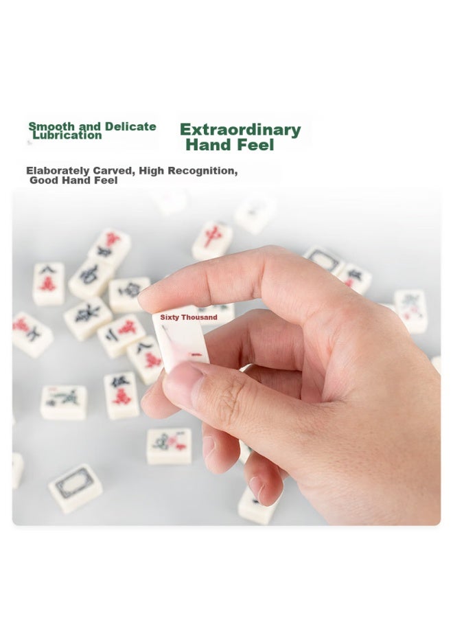 Wangjing Poker Wangjing Mini Mahjong Hand-rubbing Set, Portable Home Mahjong, Travel Mini Mahjong Tiles, Small Eco-friendly Durable Mahjong Set With Ruler  - Image 5
