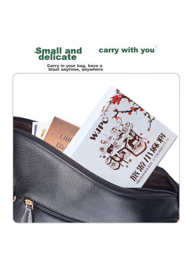 Wangjing Poker Wangjing Mini Mahjong Hand-rubbing Set, Portable Home Mahjong, Travel Mini Mahjong Tiles, Small Eco-friendly Durable Mahjong Set With Ruler  - Image 3