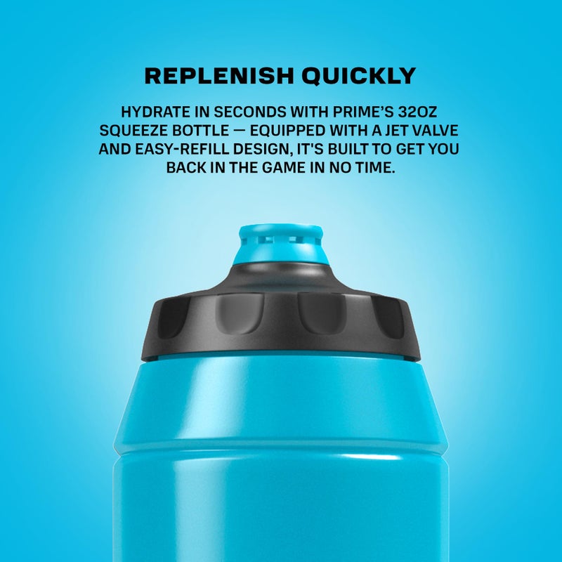 Prime Hydration PRIME 32 oz Blue Squeeze Sports Water Bottle, BPA Free, Dishwasher Safe, Easy-Grip Ergonomic Leakproof Design, Fast Hydration for Gym, Cycling, Running - Image 3