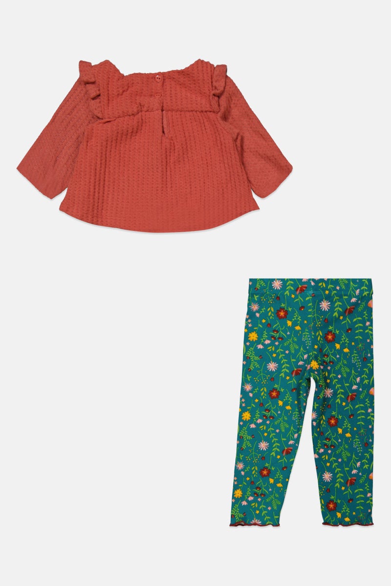 Rare Editions Toddler Girls 2 Pcs Knitted Top And Pant Set, Mauve - Image 2