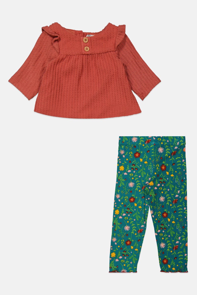 Rare Editions Toddler Girls 2 Pcs Knitted Top And Pant Set, Mauve - Image 1