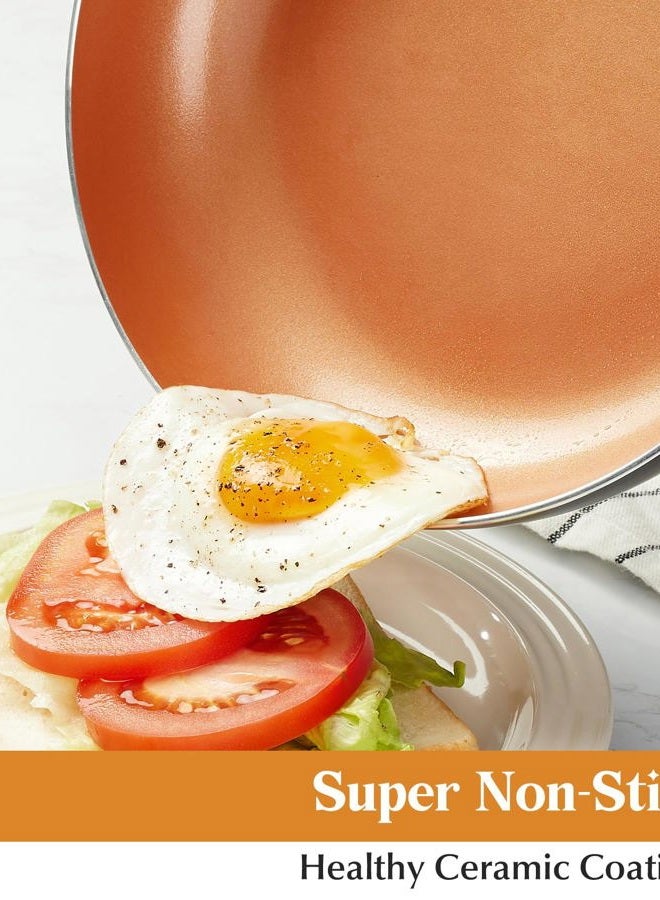 KOCH SYSTEME CS 10" Copper Nonstick Frying Pans with Lids - CSK Nonstick Copper Frying Pan with Titanium Ceramic Interior, 100% PFOA-Free Saute Pan/Skillet for All Stove Tops, Stainless Handle, Omelet Pan Cookware - Image 2