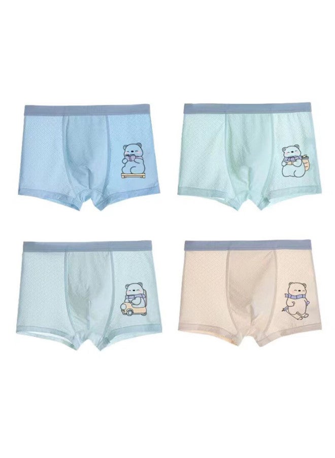 Bejirog Beiji Rong 4-pack Children's Ice Silk Underwear, Boys' Summer Thin Modal, Big Boys' Youth Antibacterial Boxer Briefs - Image 2