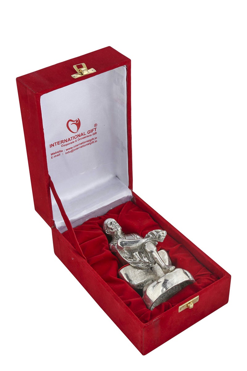 INTERNATIONAL GIFT® Silver Plated Oxidized Finish Sai Baba Idol with Luxury Velvet Box with Beautiful Carry Bag (16 cm X 7 cm X 5.5 cm) - Image 4