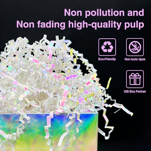 Corlcol 200g7oz crinkle paper filler grass Cushion Paper Streamer for Gift Box and Basket On Christmas Wedding Birthday BridesmaidDiamond White - Image 5