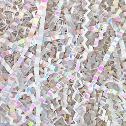 Corlcol 200g7oz crinkle paper filler grass Cushion Paper Streamer for Gift Box and Basket On Christmas Wedding Birthday BridesmaidDiamond White - Image 2