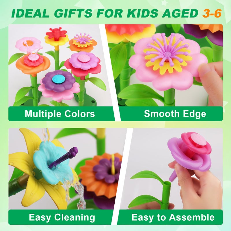 BIRANCO. Flower Garden Building Toys - Build a Bouquet Floral Arrangement Playset for Toddlers and Kids Gifts Age 3, 4, 5, 6 Year Old Girls, Educational STEM Toy (120 PCS) - Image 2