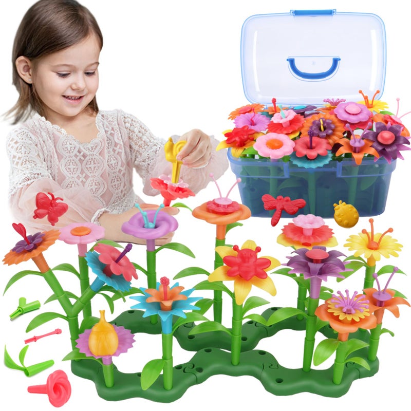 BIRANCO. Flower Garden Building Toys - Build a Bouquet Floral Arrangement Playset for Toddlers and Kids Gifts Age 3, 4, 5, 6 Year Old Girls, Educational STEM Toy (120 PCS) - Image 1