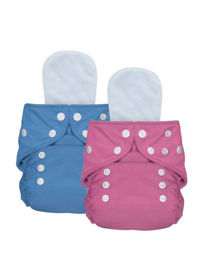 Bumtum 0 To 3 Years Baby Freesize Ultrahygiene Waterproof Cloth Diaper 5Hrs Absorbency ; Washable & Reusable Diaper And Cotton Soaker (Pack Of 2 Solid Blue + Solid Pink) - Image 2