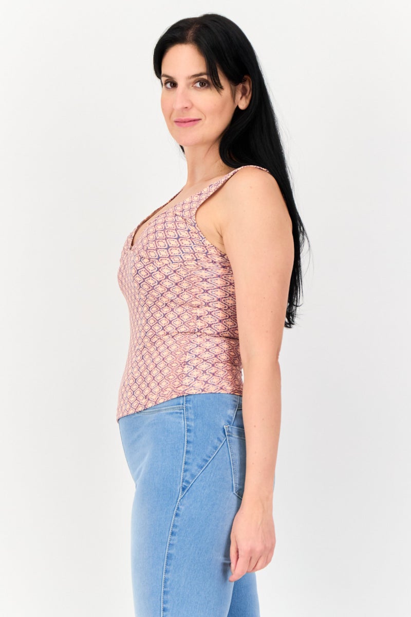 Billabong Women V Neck Allover Print Sleeveless Top, Multicolor - Image 2