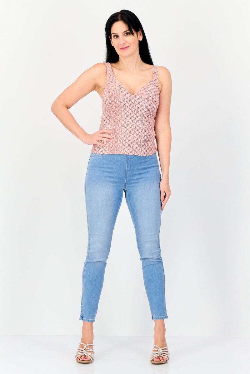 Billabong Women V Neck Allover Print Sleeveless Top, Multicolor - Image 3