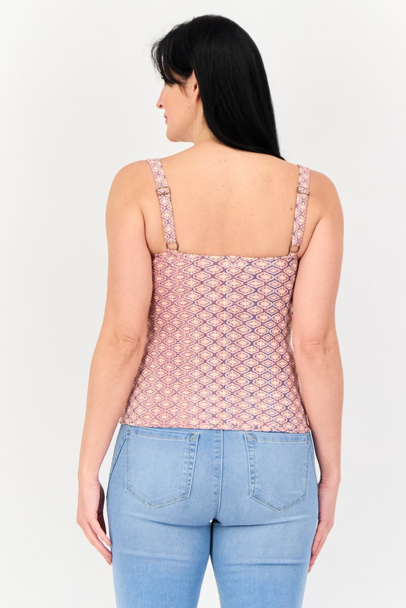 Billabong Women V Neck Allover Print Sleeveless Top, Multicolor - Image 4