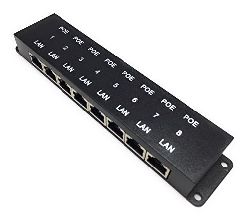 PoE Texas 8 Port PoE Injector - 8 Port PoE Adapter - Add Power Over Ethernet for Passive Devices - 10/100 Data Rate for PTZ, IP Camera Video Security System, VoIP Phone, WiFi Access Point (POE-8-ENC) - Image 1