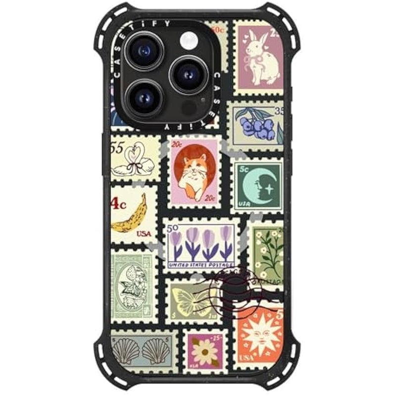 Casetify Bounce iPhone 15 Pro Case 【6X Military Grade Drop Tested / 21.3ft Drop Protection/Compatible with Magsafe】 - Stamp Collection - Triple Black - Image 4
