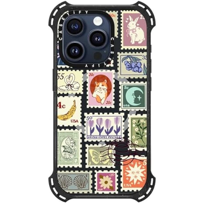 Casetify Bounce iPhone 15 Pro Case 【6X Military Grade Drop Tested / 21.3ft Drop Protection/Compatible with Magsafe】 - Stamp Collection - Triple Black - Image 2
