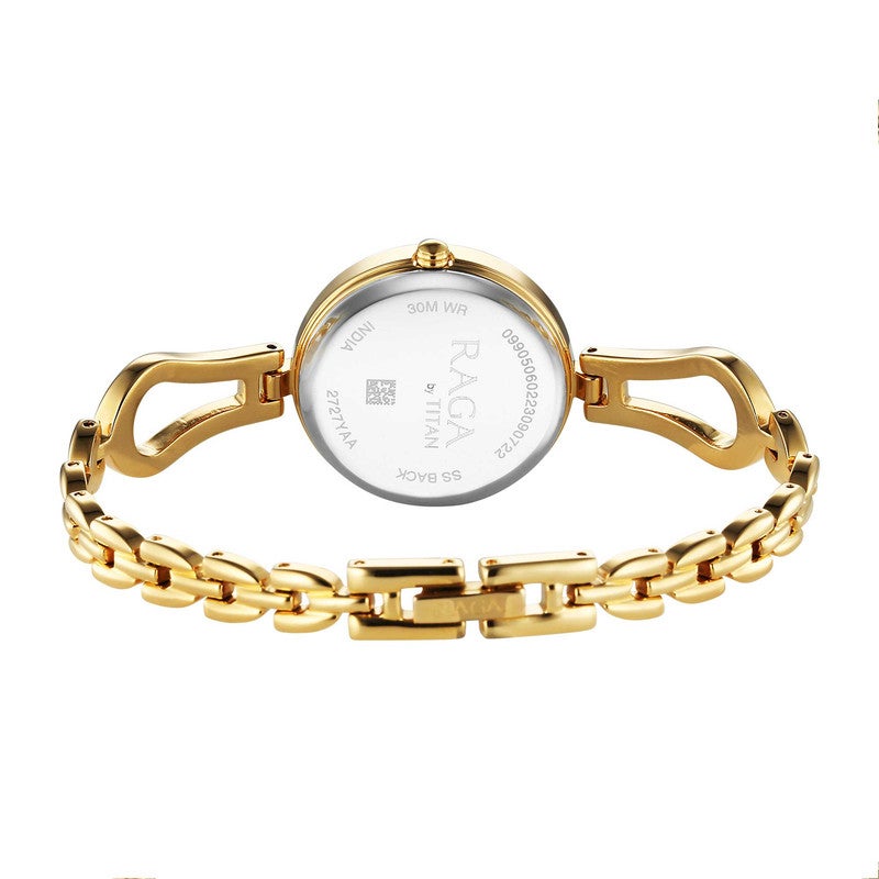 TITAN Raga Womens Luxurious Champagne Dial Gold Tone Metal Bracelet Watch Premium Elegance 2727YM01 - Image 5