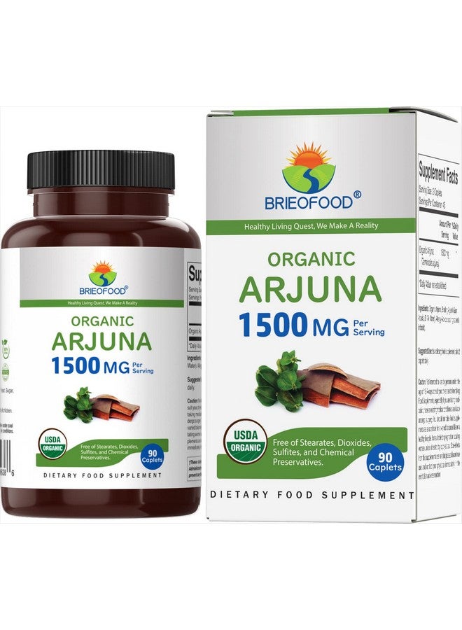 Brieofood Organic Arjuna 1500mg, 45 Servings, Vegetarian, Gluten Free, 90 Vegetarian Tablet - Image 1