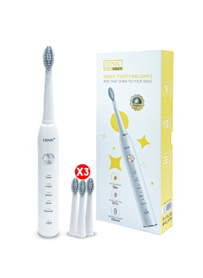 Denx Waterproof Smart Sonic Toothbrush For 5 Problems White Dx2579 - Image 1
