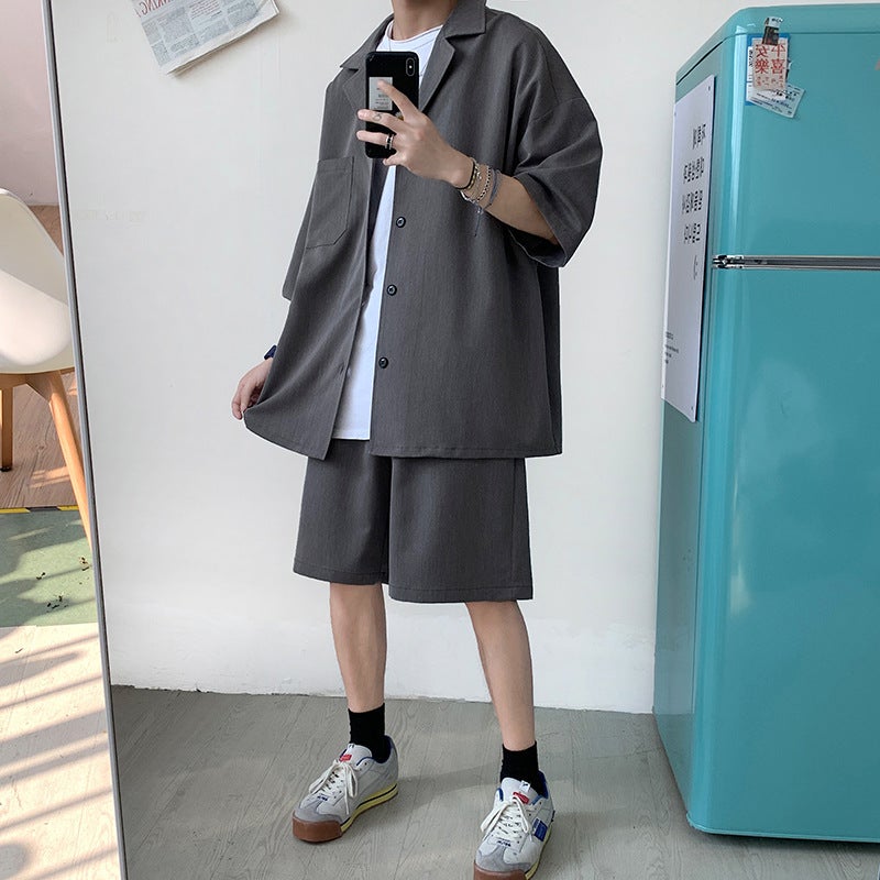 Dk Uniform Men'S Full Set Summer Loose College Style Blazer Trendy Jk Suit Three-Quarter Sleeve Yuppie Small Suit - Image 3