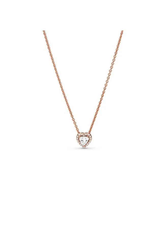 باندورا Heart 14k rose gold-plated collier with clear cubic zirconia
