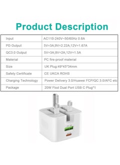 إيروريكس شاحن USB C 20 وات، قابس حائط سريع الشحن، 2 منافذ PD QC 3.0 قابس شاحن سريع  - Image 5