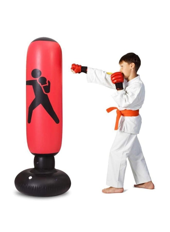 X spring Inflatable Punching Bag, 160cm Free Standing Punching Bags for Kids and Adults, Kids Punching Bag, Inflatable Boxing Bag for Karate, Taekwondo, Decompression Kick Speed Training