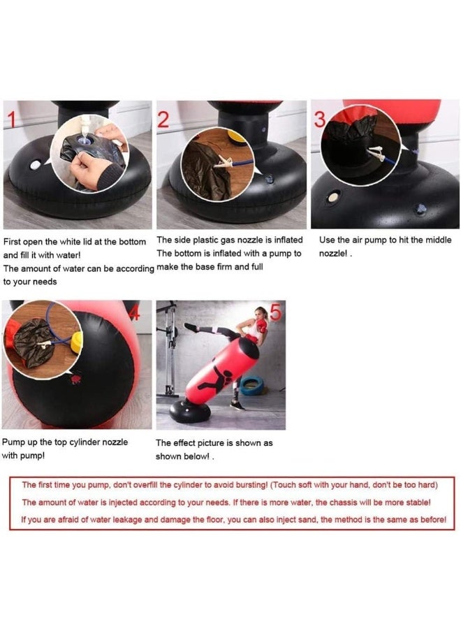 كيلا كيس ملاكمة قابل للنفخ X-spring، أكياس ملاكمة قائمة بذاتها بطول 160 سم للأطفال والكبار، كيس ملاكمة للأطفال، كيس ملاكمة قابل للنفخ للكاراتيه والتايكوندو وتدريب سرعة ركلة تخفيف الضغط - Image 4