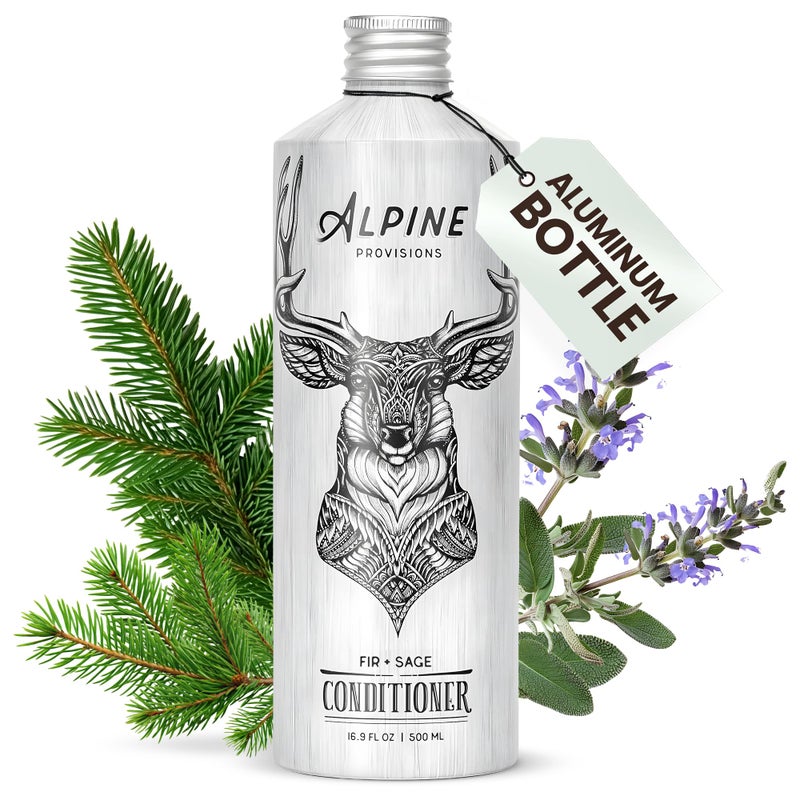 Alpine Provisions Natural & Organic Conditioner with Fir & Sage â€“ Moisturizing Hair Conditioner with Aloe Vera, Sunflower Oil & Essential Oils â€“ Sulfate-Free, Vegan, Plant Based â€“ 16.9 fl oz - Image 1