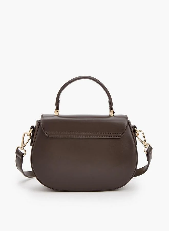 Le Confort BROWN Striped Suede Satchel Bag With Metallic Accent for Women | Best Price UAE
